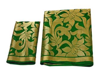 Green woven art silk saree with blouse 8
