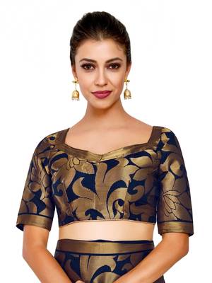 Blue Woven Art Silk Saree With Blouse 5