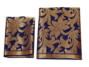 Blue Woven Art Silk Saree With Blouse 8