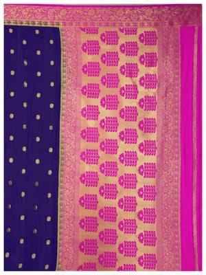 Blue Woven Crepe Saree With Blouse 7