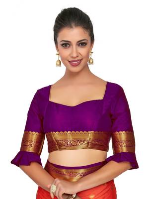 Orange Woven Crepe Saree With Blouse 5