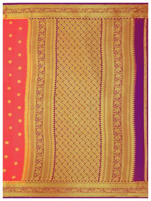 Orange Woven Crepe Saree With Blouse 7