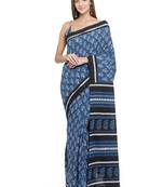 Geroo Jaipur Indigo printed cotton saree with blouse