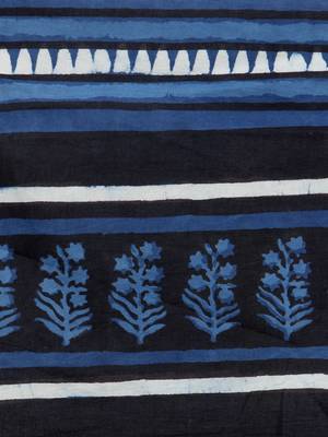 Geroo Jaipur Indigo printed cotton saree with blouse 4