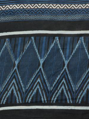 Indigo printed cotton saree  4
