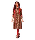 Red printed cotton unstitched kurtis