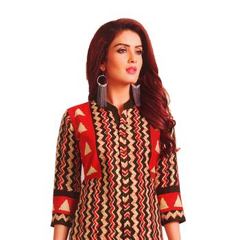 Red printed cotton unstitched kurtis 2