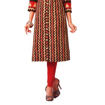 Red printed cotton unstitched kurtis 3