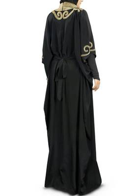 MyBatua Nayyab Hand Embroidered Black Kaftan 2