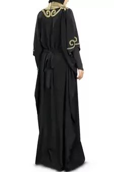 MyBatua Nayyab Hand Embroidered Black Kaftan