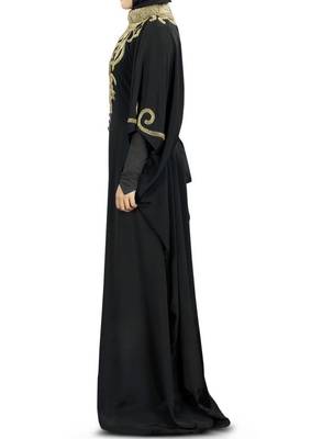 MyBatua Nayyab Hand Embroidered Black Kaftan 3