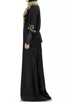 MyBatua Nayyab Hand Embroidered Black Kaftan