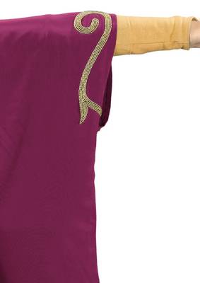 MyBatua Nayyab Hand Embroidered Wine Kaftan 4