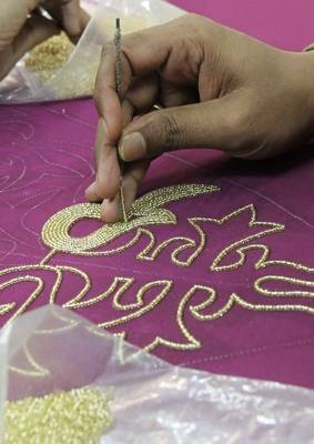 MyBatua Nayyab Hand Embroidered Wine Kaftan 7