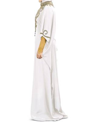 MyBatua Nayyab Hand Embroidered Off White Kaftan 2