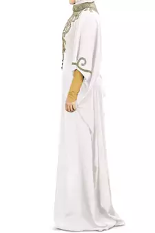 MyBatua Nayyab Hand Embroidered Off White Kaftan