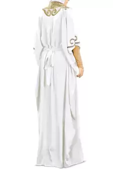 MyBatua Nayyab Hand Embroidered Off White Kaftan