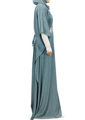 MyBatua Liyana Hand Embroidered Grey Kaftan 3