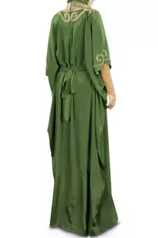 MyBatua Nayyab Hand Embroidered Henna Kaftan
