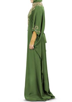 MyBatua Nayyab Hand Embroidered Henna Kaftan 3