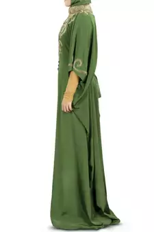 MyBatua Nayyab Hand Embroidered Henna Kaftan