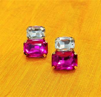 Lovely Pink CZ Designer Indo Western Earrings Set 1