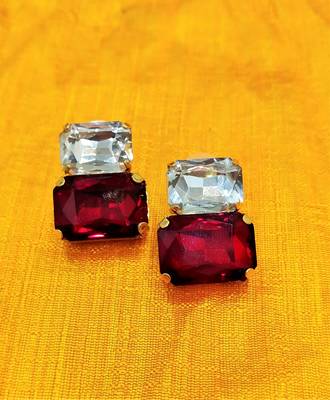 Red CZ Designer Indo Western Earrings Set 1