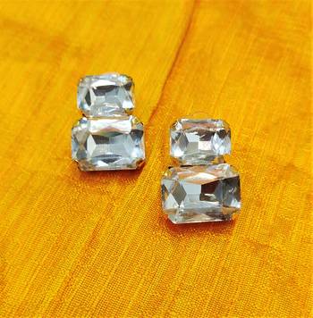 Sparkling White CZ Designer Indo Western Earrings Set 1