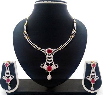 Ruby Pink CZ Designer Jewelry Set 1