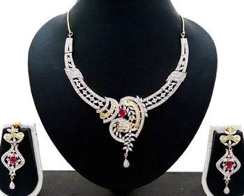 Ruby Pink White CZ Designer Jewelry Set 1