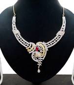 Ruby Pink White CZ Designer Jewelry Set