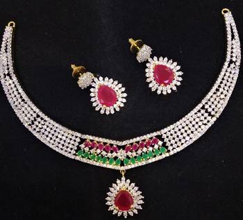 Ruby Emerald CZ Designer Jewelry Set 1