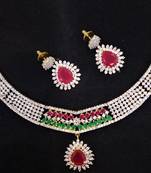 Ruby Emerald CZ Designer Jewelry Set