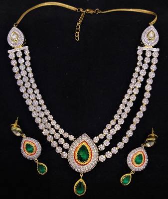3 Line CZ Emerald Designer Jewelry Set 1