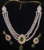 3 Line CZ Emerald Designer Jewelry Set