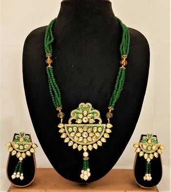 Limited EditionGreen Crustal Kundan CZ Jewelry set 1
