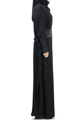 MyBatua Anum Hand Embroidered Black Kaftan 2