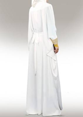 MyBatua Walidah Hand Embroidered Off White Kaftan 3