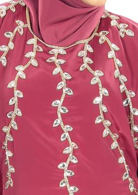 MyBatua Rubaa Hand Embroidered Rose Pink Kaftan 4