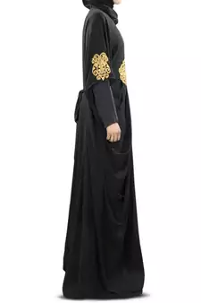 MyBatua Amara Gold Embroidered Black Kaftan