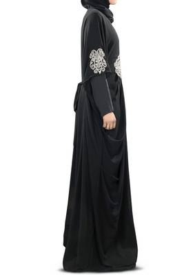 MyBatua Amara Silver Embroidered Black Kaftan 2