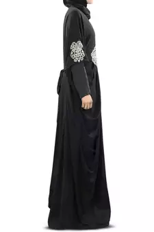 MyBatua Amara Silver Embroidered Black Kaftan