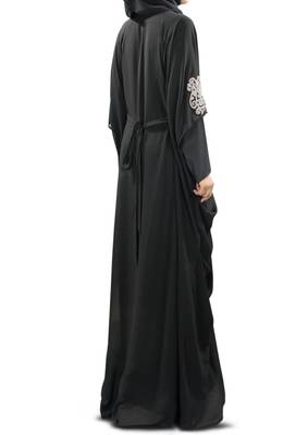 MyBatua Amara Silver Embroidered Black Kaftan 3