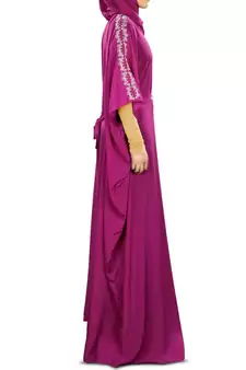 MyBatua Sumanah Hand Embroidered Magenta Kaftan