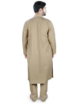 Brown Plain Cotton Islamic-Kurta-Pajama 4