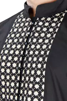 Black Embroidered Cotton Islamic-Kurta-Pajama