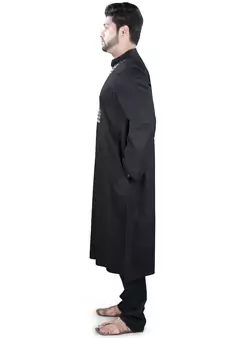 Black Embroidered Cotton Islamic-Kurta-Pajama