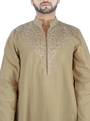 Brown Plain Cotton Islamic-Kurta-Pajama 2
