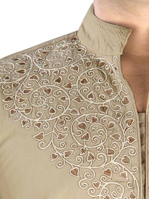 Brown Plain Cotton Islamic-Kurta-Pajama 3