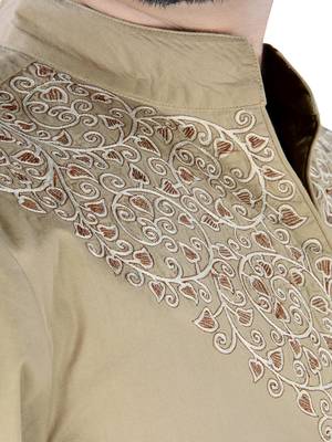 Brown Plain Cotton Islamic-Kurta-Pajama 4